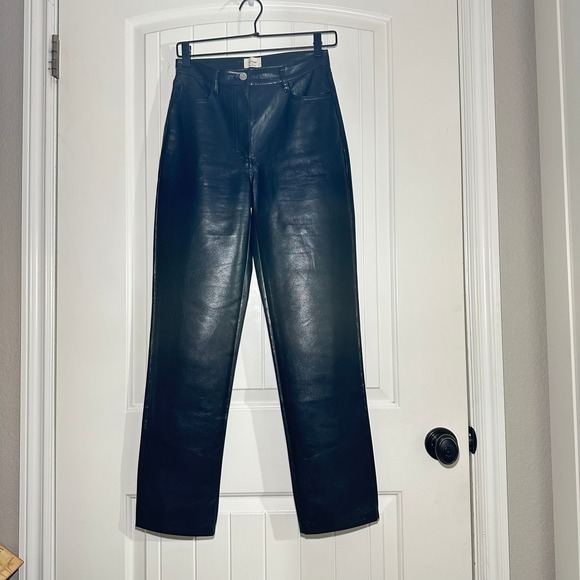 Aritzia Wilfred | Vegan Faux Leather Pants Straight‎ Leg | Women's 2 - Picture 1 of 13